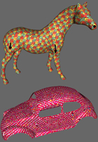 Vector fields designed for the VW and horse were used in
 anisotropic texture synthesis.
