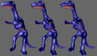 Partial reconstructions from a progressive encoding of the dinosaur. File sizes are 549B(left) 1225B (middle) 18111B (right)