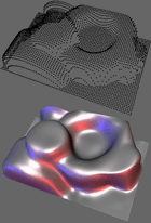 3D data points and reconstructed spline surface