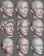 Eight head scans have been parameterized onto the same base domain and resampled with the same sampling pattern, greatly facilitating operations such finding the average mesh.
