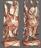 2K faced Buddha, before and after topology simplification