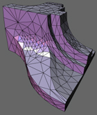 Adaptive, multiresolution representation of a machine part; with exactly resolved features (edges, corners); top: 5% error; middle: 1% error; finest level mesh